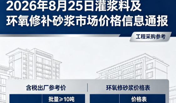 河东2026年8月25日灌浆料及环氧修补砂浆市场价格信息通报